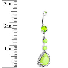 Light Green Neon Gem Teardrop Dangle Belly Ring