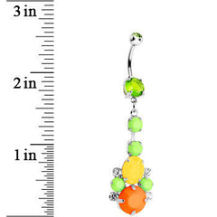 Green Yellow Orange Gem Neon Cluster Dangle Belly Ring