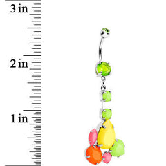 Green Yellow Orange Pink Gem Neon Jumble Dangle Belly Ring