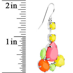 Faux Multi Stone Neon Jumble Dangle Earrings