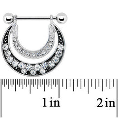 14G 5/8 Clear Gem Radiant Moonlit Night Nipple Shield Set