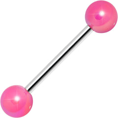 Pink Metallic Acrylic Barbell Tongue Ring