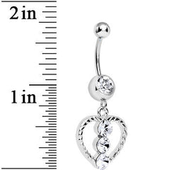 Crystalline Gem Roped Heart Dangle Belly Ring