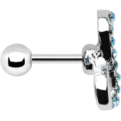 16G 1/4 Aqua Gem Silver Tone Infinity Symbol Tragus Cartilage Earring