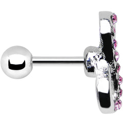 16G 1/4 Pink Gem Silver Tone Infinity Symbol Tragus Cartilage Earring