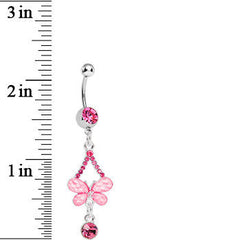 Pink Gem Heavenly Butterfly Double Drop Belly Ring