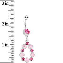 Pink Gem Hugs and Kisses Dangle Belly Ring