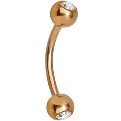 16G 3/8 Gem Rose Gold Plated Curved Barbell