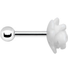16G 1/4 White Acrylic Rose Flower Tragus Cartilage Earring