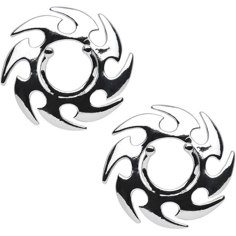 Silver Tone Tribal Spiral Clip On Fake Nipple Shield Set