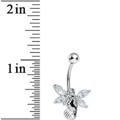 Stainless Steel Clear Gem Winged Angel Belly Ring