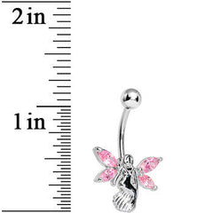 Stainless Steel Pink Gem Winged Angel Belly Ring