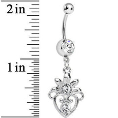 Clear Gem Noble Heart Dangle Belly Ring