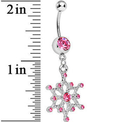 Pink Gem Winter Daydream Snowflake Dangle Belly Ring
