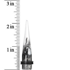 7/16 Black and White Art Swirls Clear Acrylic Taper Ear Plug