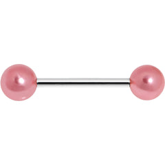 Pink Faux Pearl Acrylic Barbell Tongue Ring