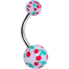 3/8 White and Blue Cherry Belly Ring