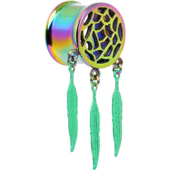 0G Rainbow Titanium Dreamcatcher Dangle Tunnel Sizes 00G to 1 Inch