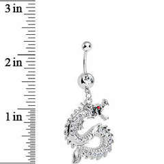 Clear Gem Chinese Dragon Charm Dangle Belly Ring