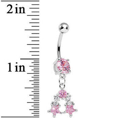Pink Gem Twin Stars Dangle Belly Ring