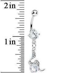 Clear Gem Squiggly Serpent Gem Dangle Belly Ring