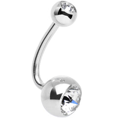 Double Clear J-Curve Belly Ring Created with Crystals