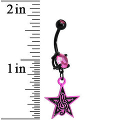 Pink Gem G-Clef Musical Superstar Dangle Belly Ring