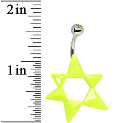 Yellow Gem Neon Modern Star of David Belly Ring