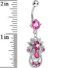 Pink Gem Entrancing Explosion Dangle Belly Ring