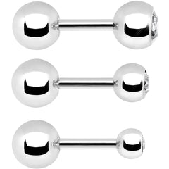 16G 1/4 Clear Gem Cartilage Tragus Barbell Set of 3