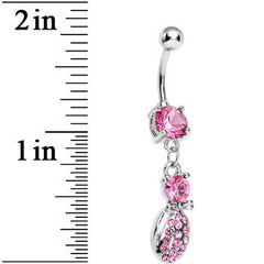 Pink Gem Lady Bug Luck Dangle Belly Ring