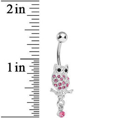 Lower Mount Paved Pink Gem Owl Belly Ring