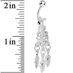 Crystalline Gem Leafy Flower Dangle Belly Ring