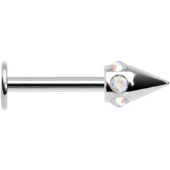 16G Stainless Steel Aurora Gem Cone Labret Monroe