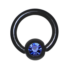16G 1/4 Blue Gem Black Titanium BCR Captive Ring