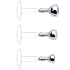 16G 1/4 Aqua Gem Bioplast Triple Forward Helix Barbell 3 Pack Set