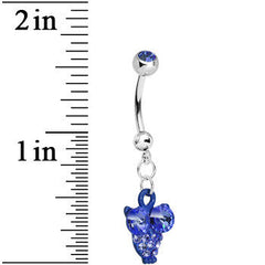 Blue Gem Oversized Eyes Owl Dangle Belly Ring