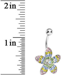 Multi Gem Magnificent Paved Flowering Starfish Belly Ring