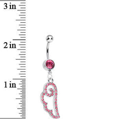 Pink Gem Spiral Angel Wing Dangle Belly Ring