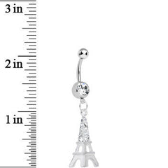Clear Gem Elegant Eiffel Tower Dangle Belly Ring