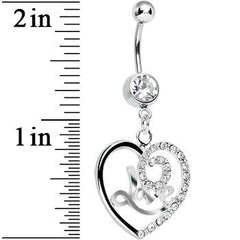 Crystalline Gem Gleaming Love Heart Dangle Belly Ring