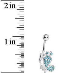 Aqua Gem Shy Butterfly Belly Ring