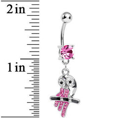 Pink Gem Oddly Adorable Owl Dangle Belly Ring