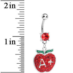 Red Gem Teacher Gets an Apple Dangle Belly Ring