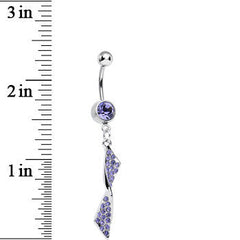 Purple Gem Brilliant Twist Dangle Belly Ring