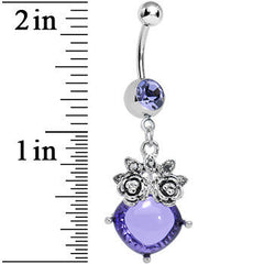 Purple Gem Luminous Orb Victorian Roses Dangle Belly Ring
