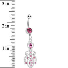 Pink Gem Elegant Equality Dangle Belly Ring