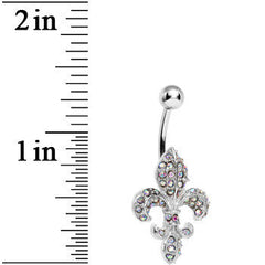 Aurora Gem Paved Fabulous Fleur De Lis Belly Ring