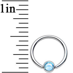 16G 3/8 Aqua Gem Steel BCR Captive Ring 4mm Flat Disc