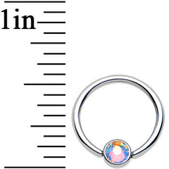 16G 3/8 Aurora Gem Disc Stainless Steel BCR Captive Ring
